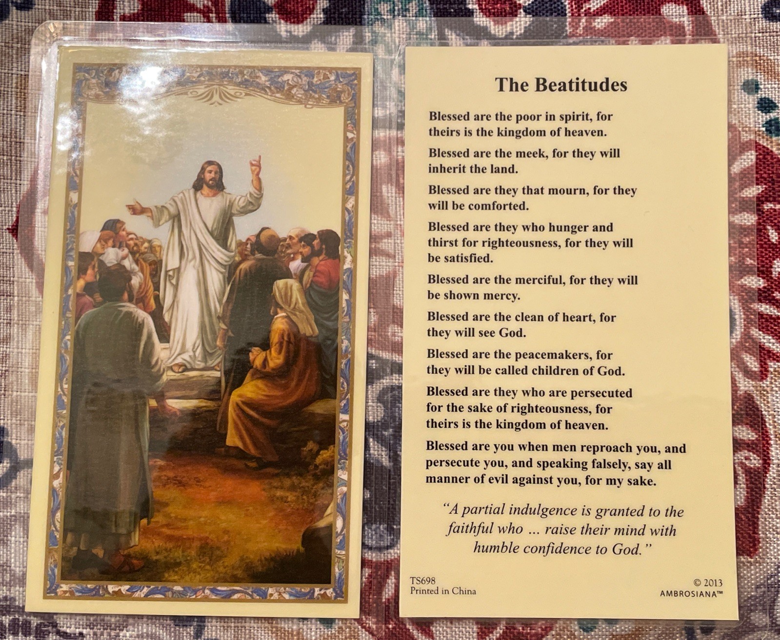 The Beatitudes Laminated Holy Prayer Card Catholic - Blessed Are the Poor