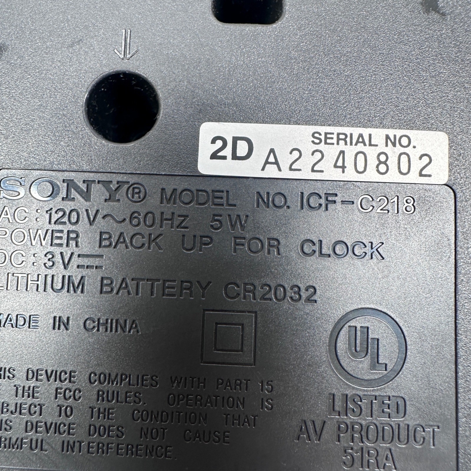 Sony Dream Machine ICF-C218 AM/FM Clock Radio Auto Time Set Black Alarm Clock