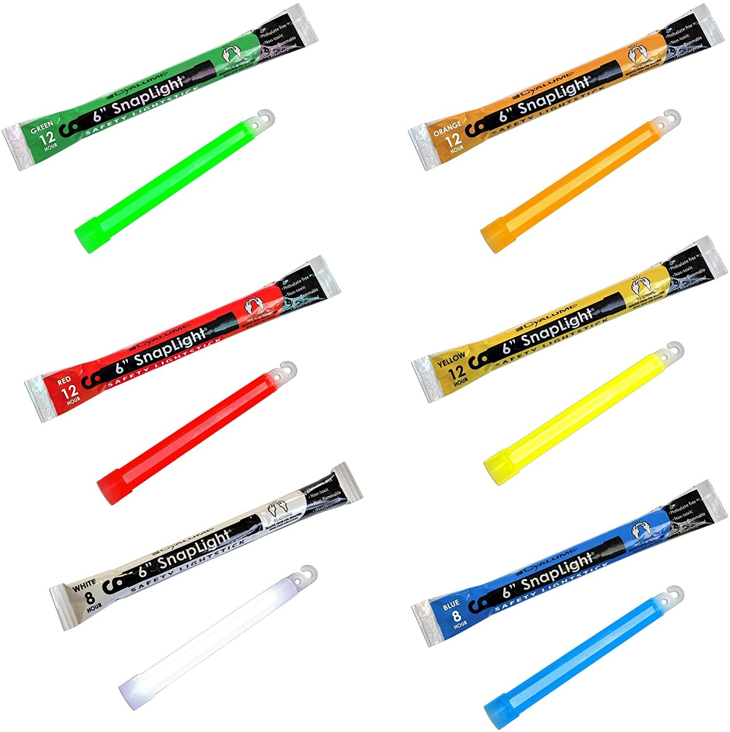 Lot of 18 Cyalume Green, Red, White, Blue, Orange, Yellow - 18 Pack