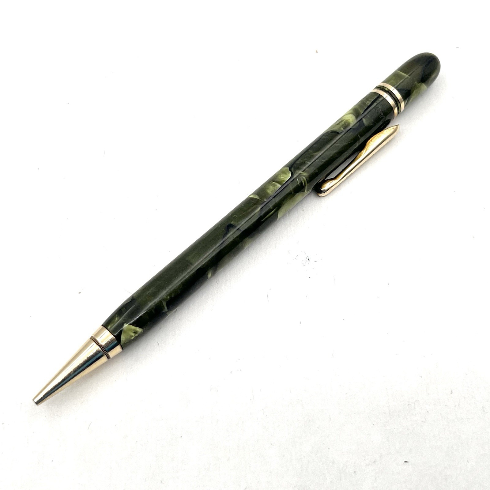 VTG Conklin Symetrik Green Marble Gold Trim 5-1/8" Twist Pencil