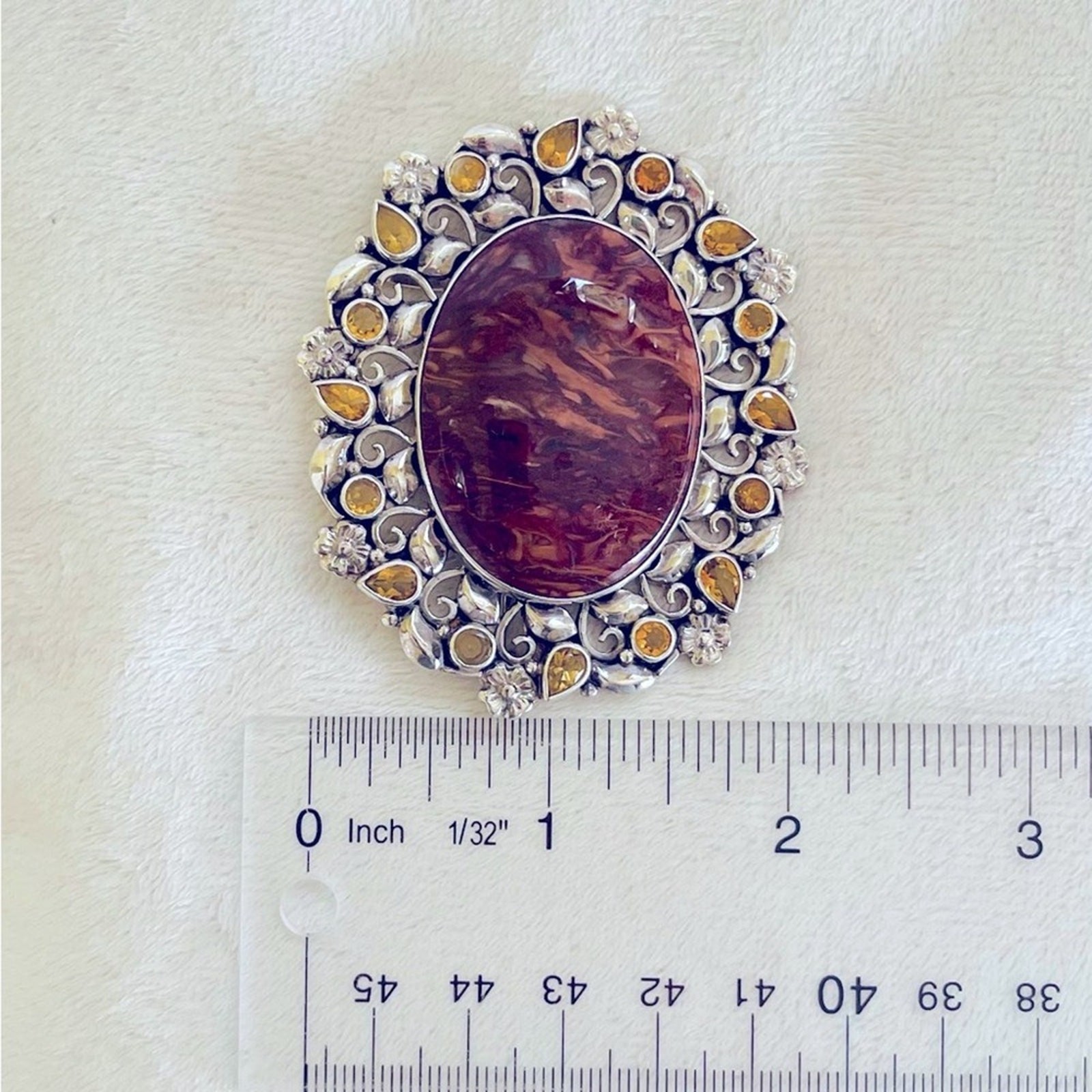 Brooch Pendant Sterling Silver Himalayan Agate Citrine Nepal PTI Pin