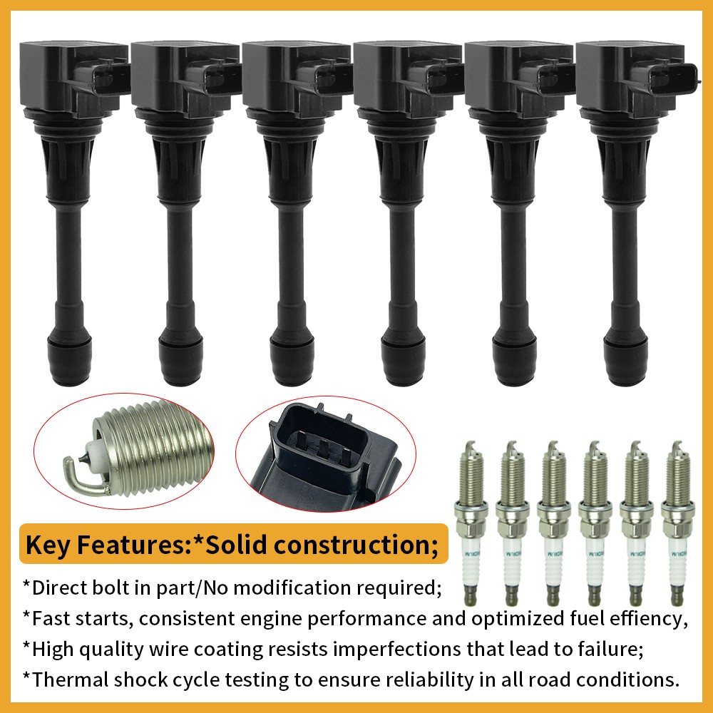 6X Ignition Coil & 6X Iridium Spark Plug for Nissan Murano Maxima V6 3.5L UF550