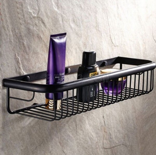 45cm Oil Rubbed Bronze Bathroom Shower Caddy Basket Wall Mounted Storage Basket