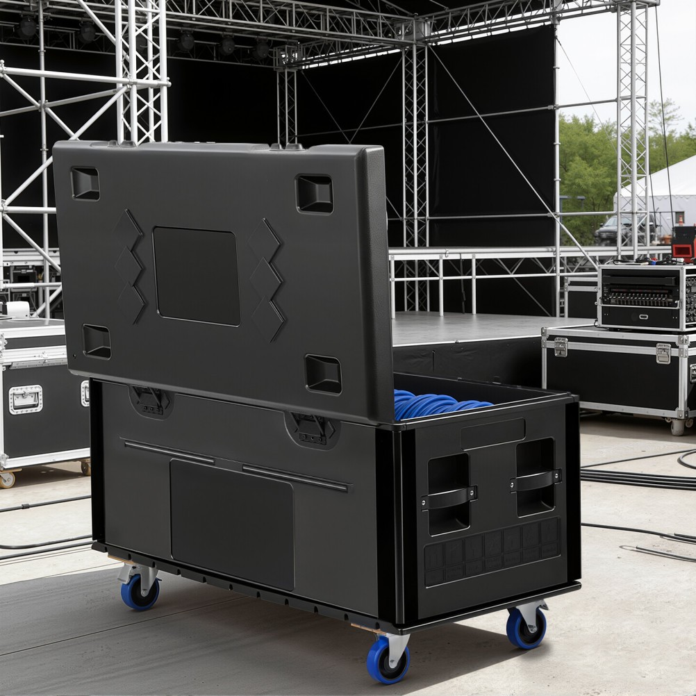 44"x22"x25" Cable Trunk Road Case with Wheels Professional Stackable Road Case