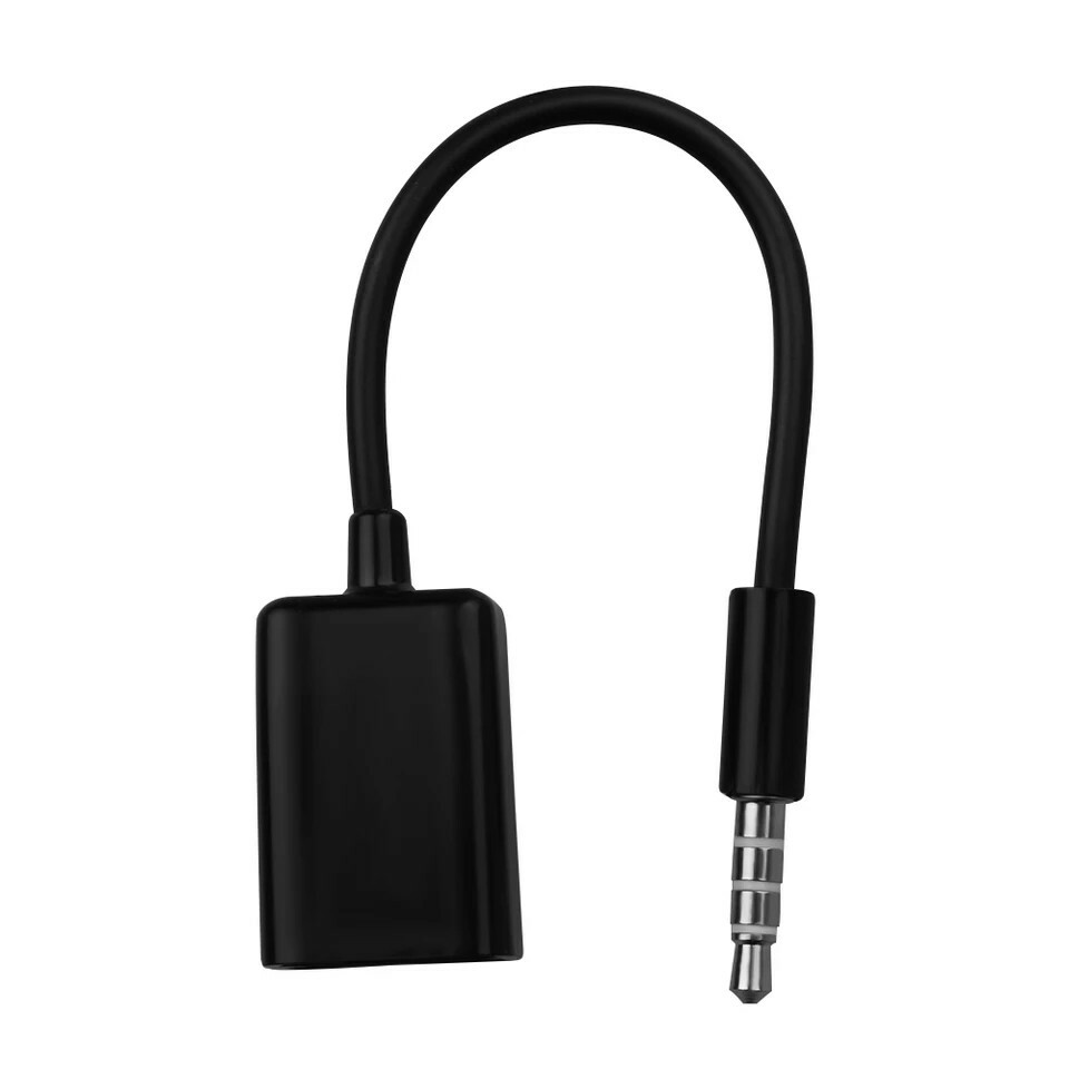 Black 3.5mm Male AUX Audio Plug Jack To USB 2.0 Male To Female Converter Car Mp3