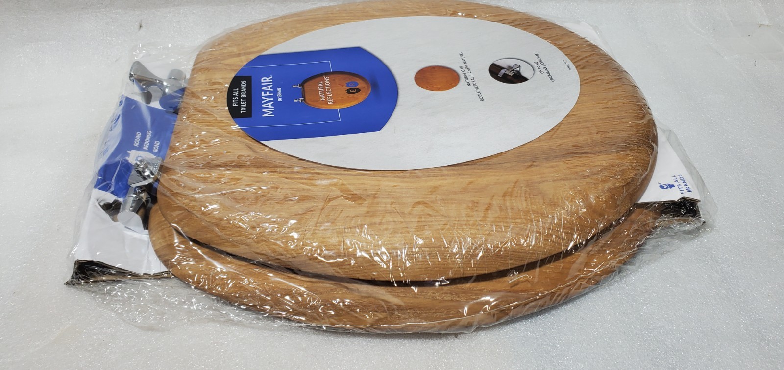 NEW Mayfair Natural Reflections Round Toilet Seat Natural Oak Wood Veneer Finish