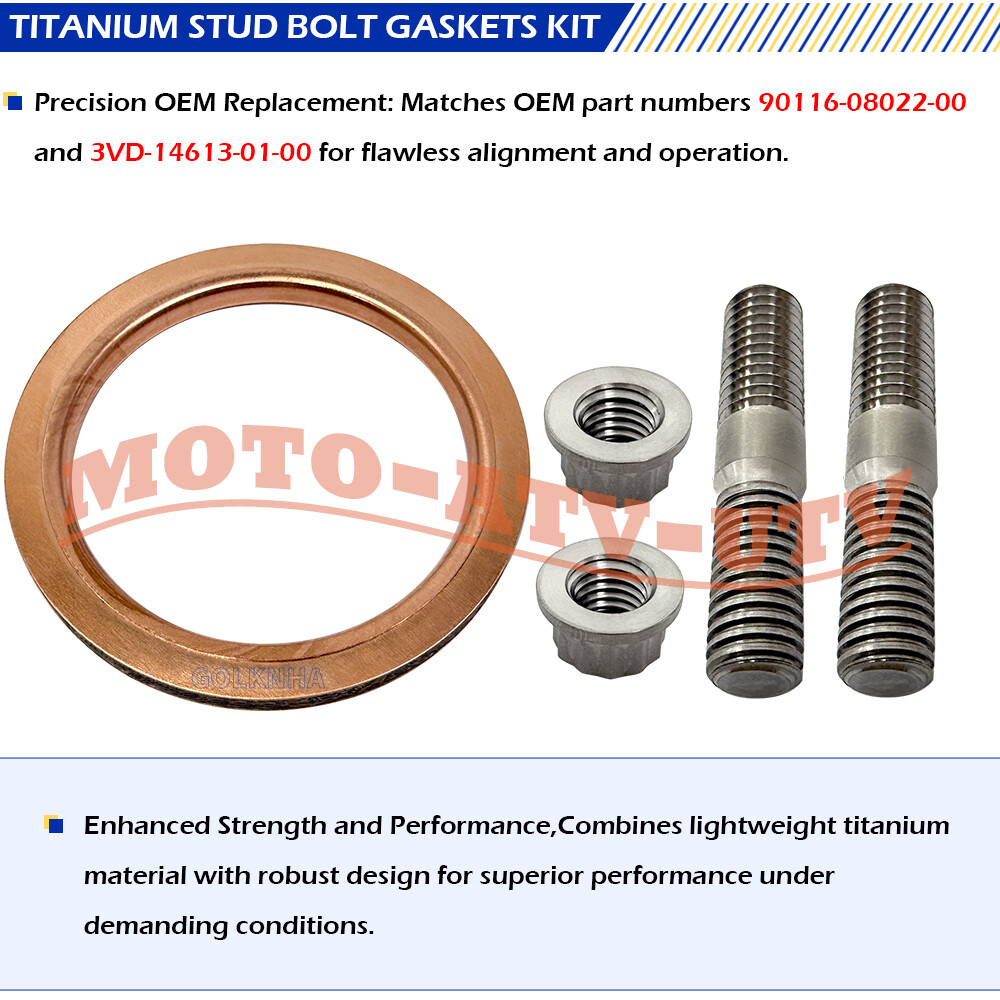 Titanium Head Pipe Exhaust Stud Bolt Gaskets Kit for Yamaha WR400F WR426F WR450F