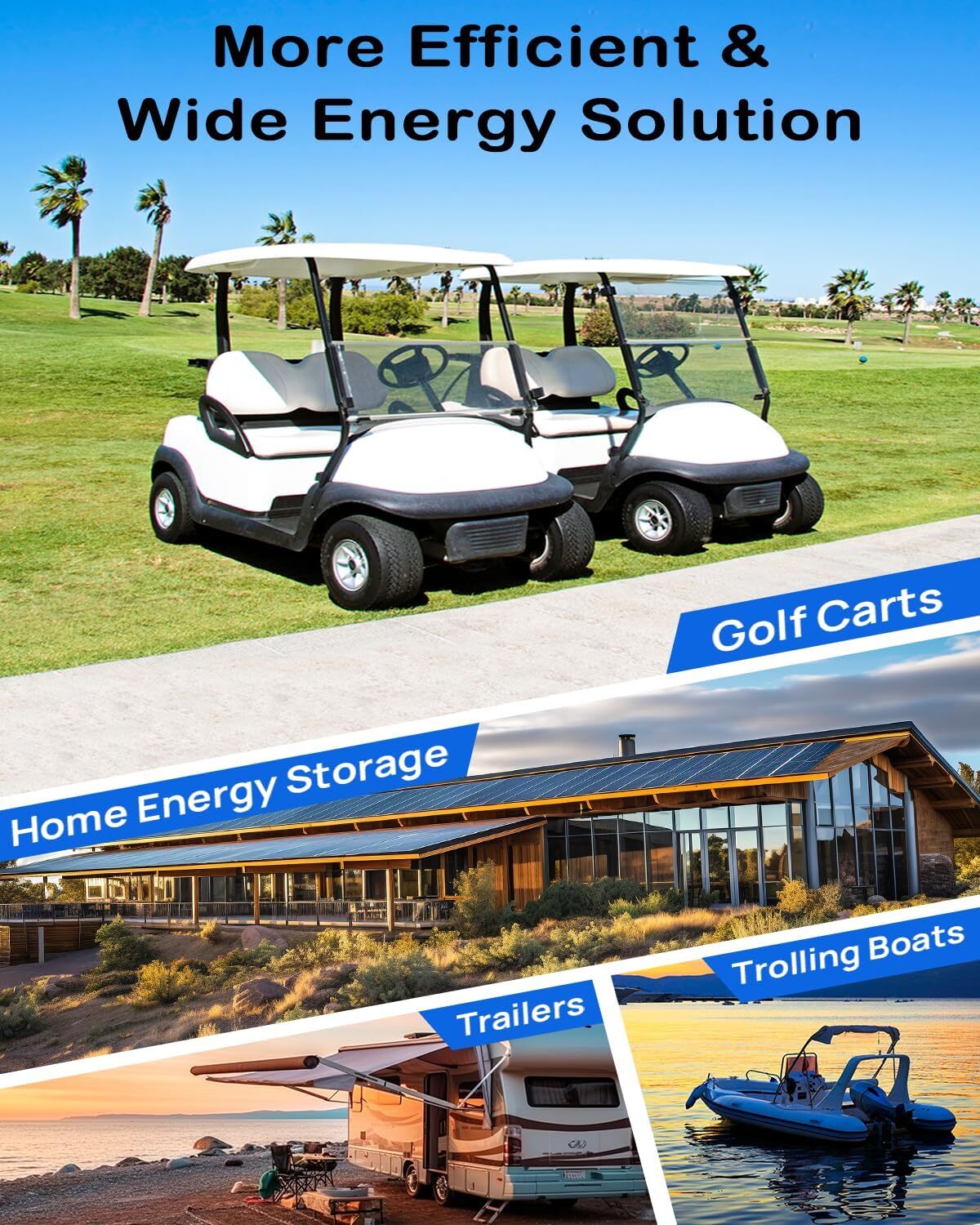 36V 100Ah Lithium Golf Cart Battery with 25A Charger BluetoothTrolling Motor RV