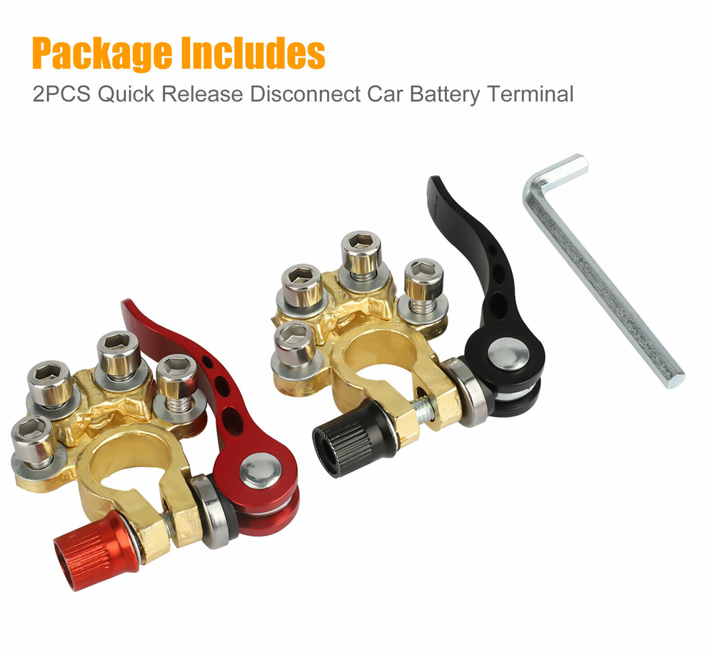 2x Quick Disconnect Cables Connectors Car Battery Post Clamp Terminal Connection