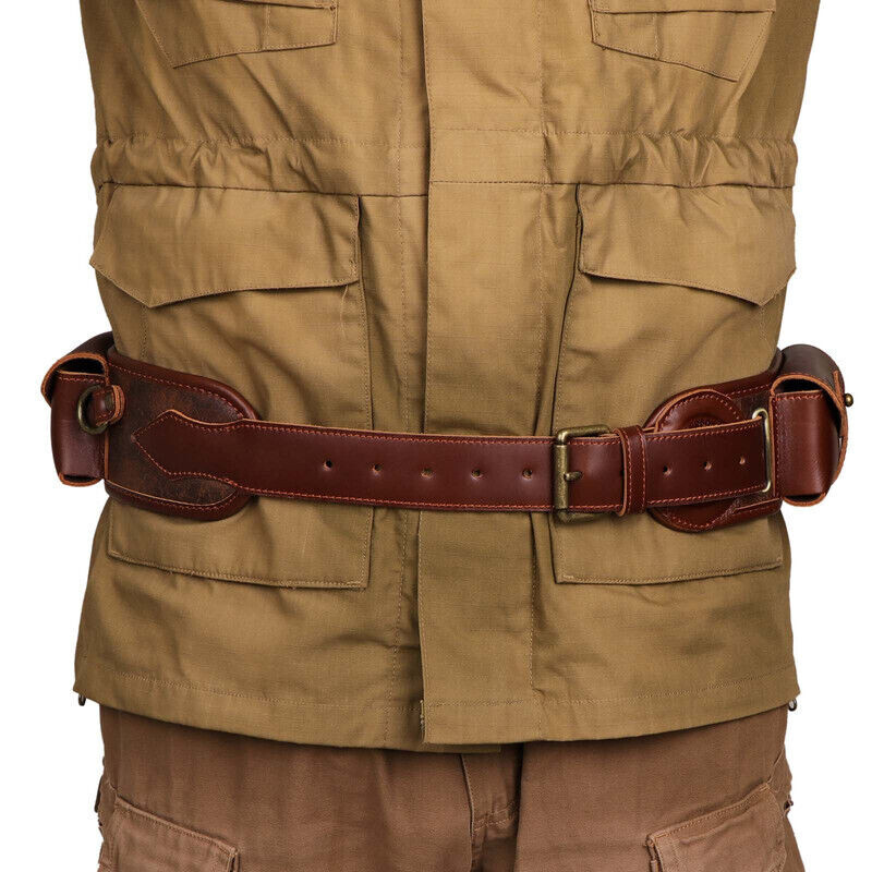 TOURBON PU Leather 410GA Ammo Belt Shotgun 45-70 Rifle Shell Carrying Side Pouch