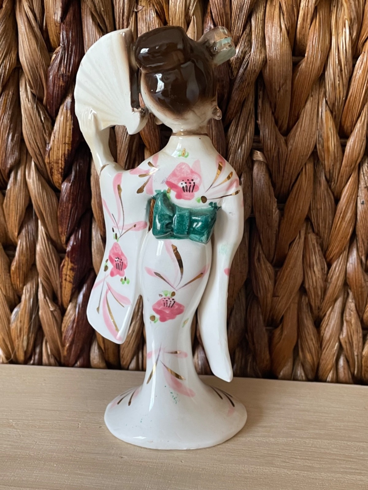 Bradley Exclusives Japan Geisha Girl VTG Porcelain Figurine W Fan Hand Painted