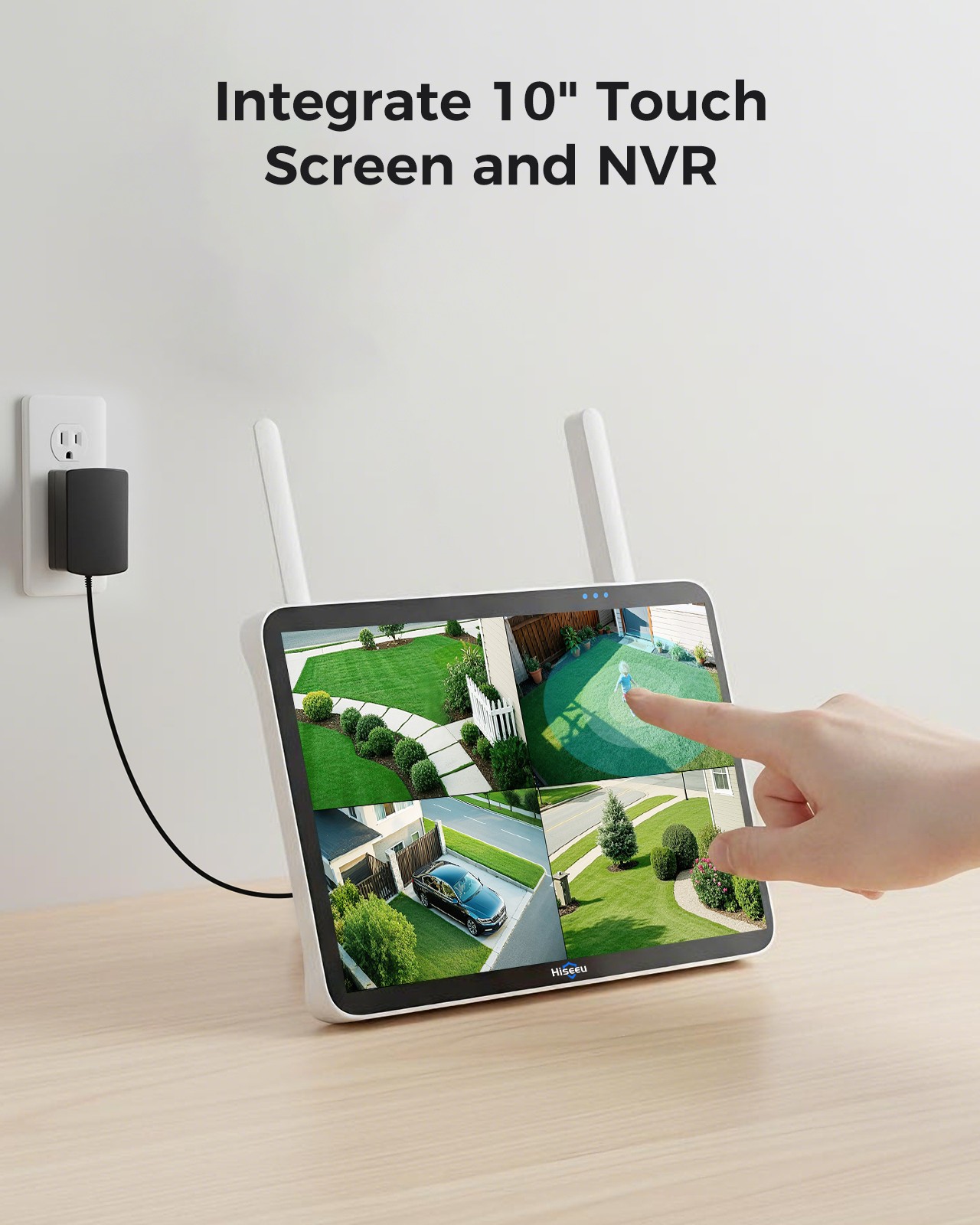 Hiseeu 8MP 10CH 10''Touch Screen NVR WiFi Outdoor Security Camera System HDD Lot