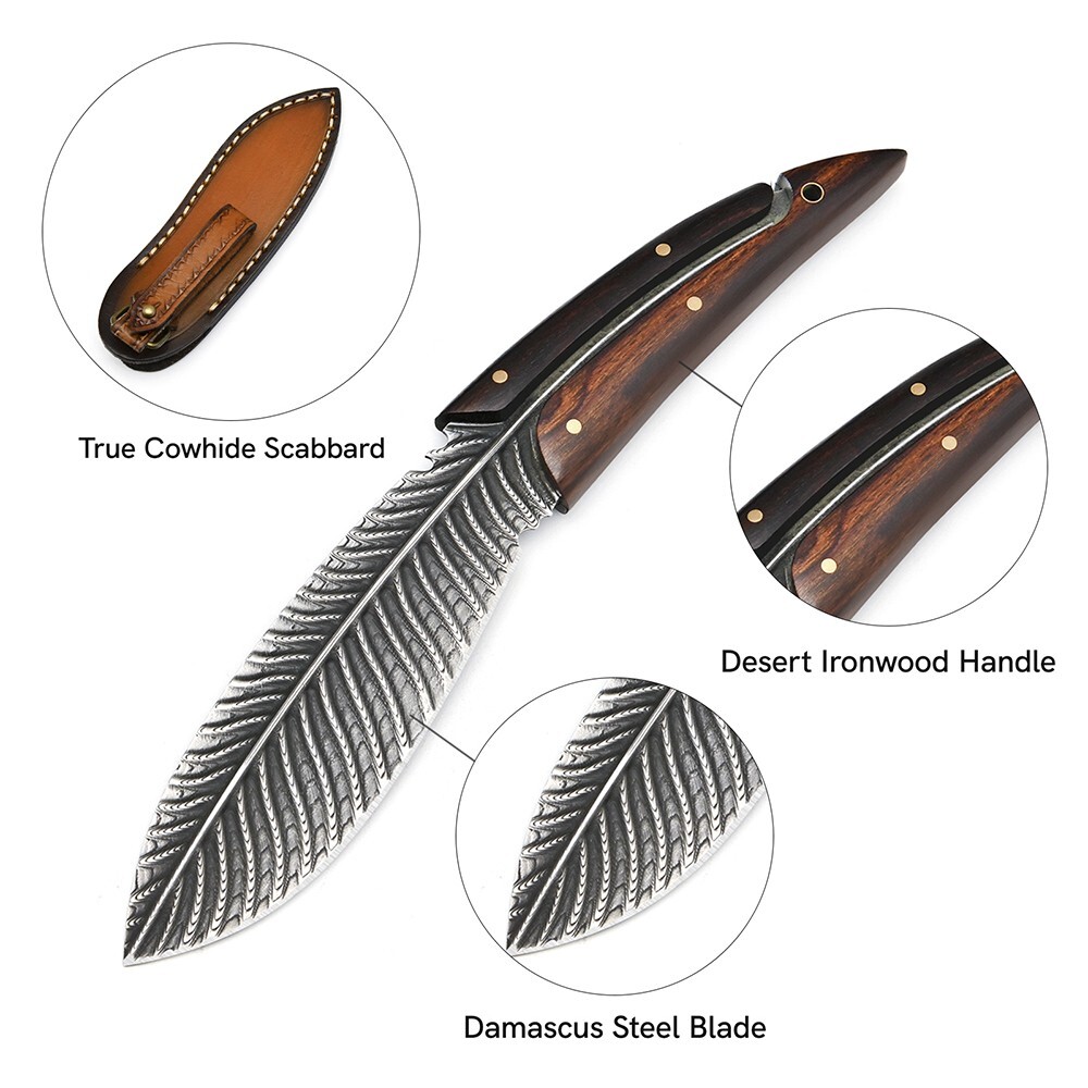 Damascus Steel Fixed Blade Knife Collectible Knives Fixed Blade Knife Full Tang