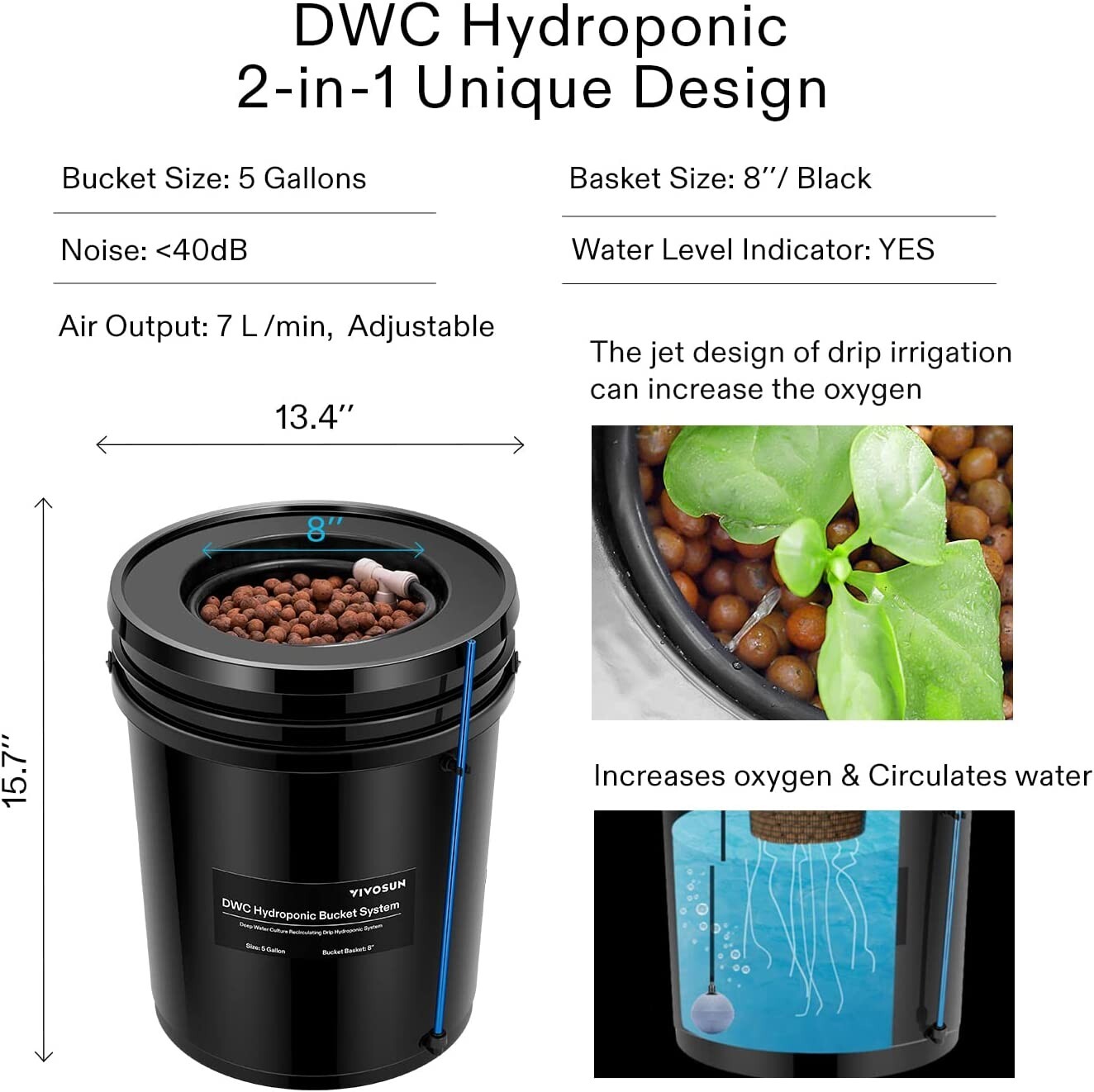 VIVOSUN 8 Bucket 5 Gal DWC Hydroponics Grow System w/ Top Drip Kit