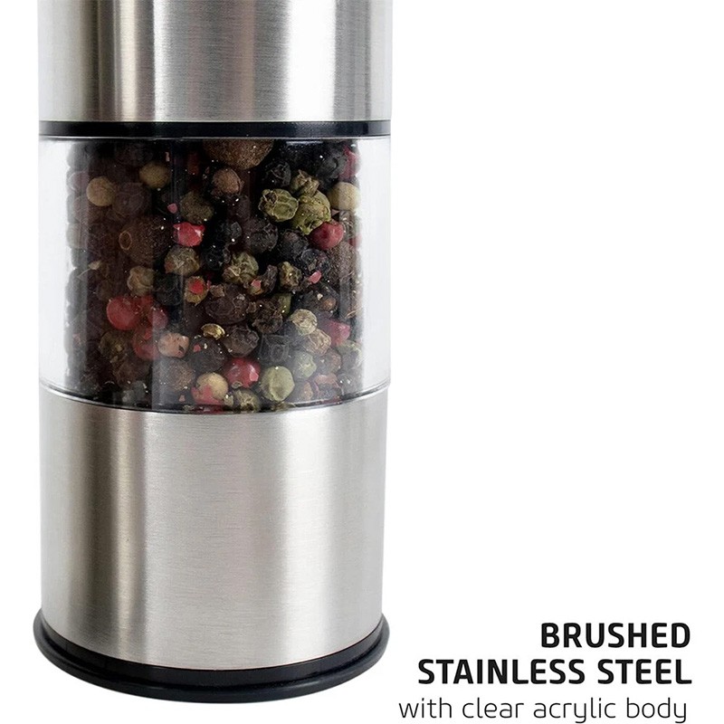 2PCS Electric Salt Pepper Grinder Mill Shakers Set Adjustable Stainless Steel