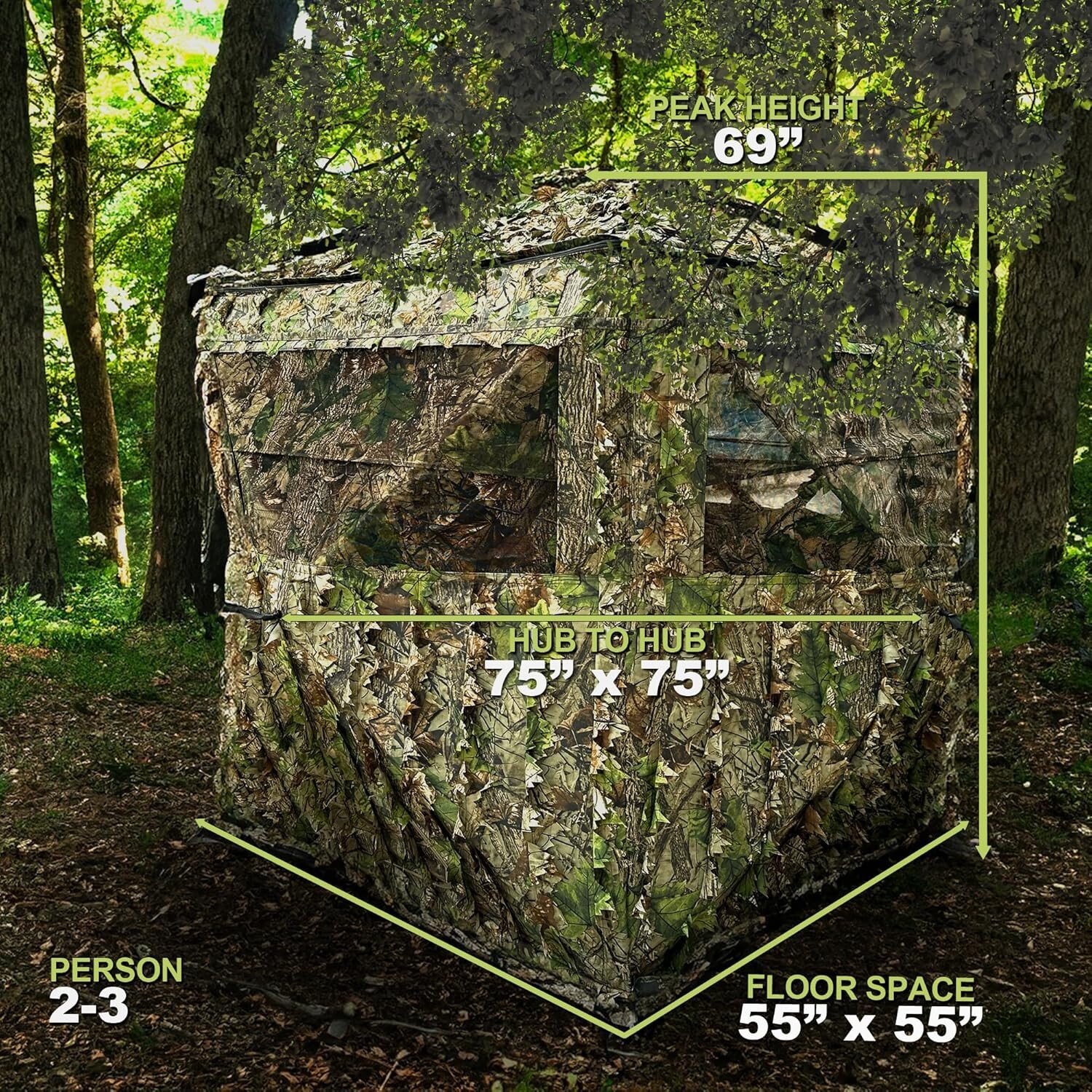 AYIN 3D Leaf Hunting Ground/Wall Blind Pop-Up Hub Blind for Turkey/Deer Hunting