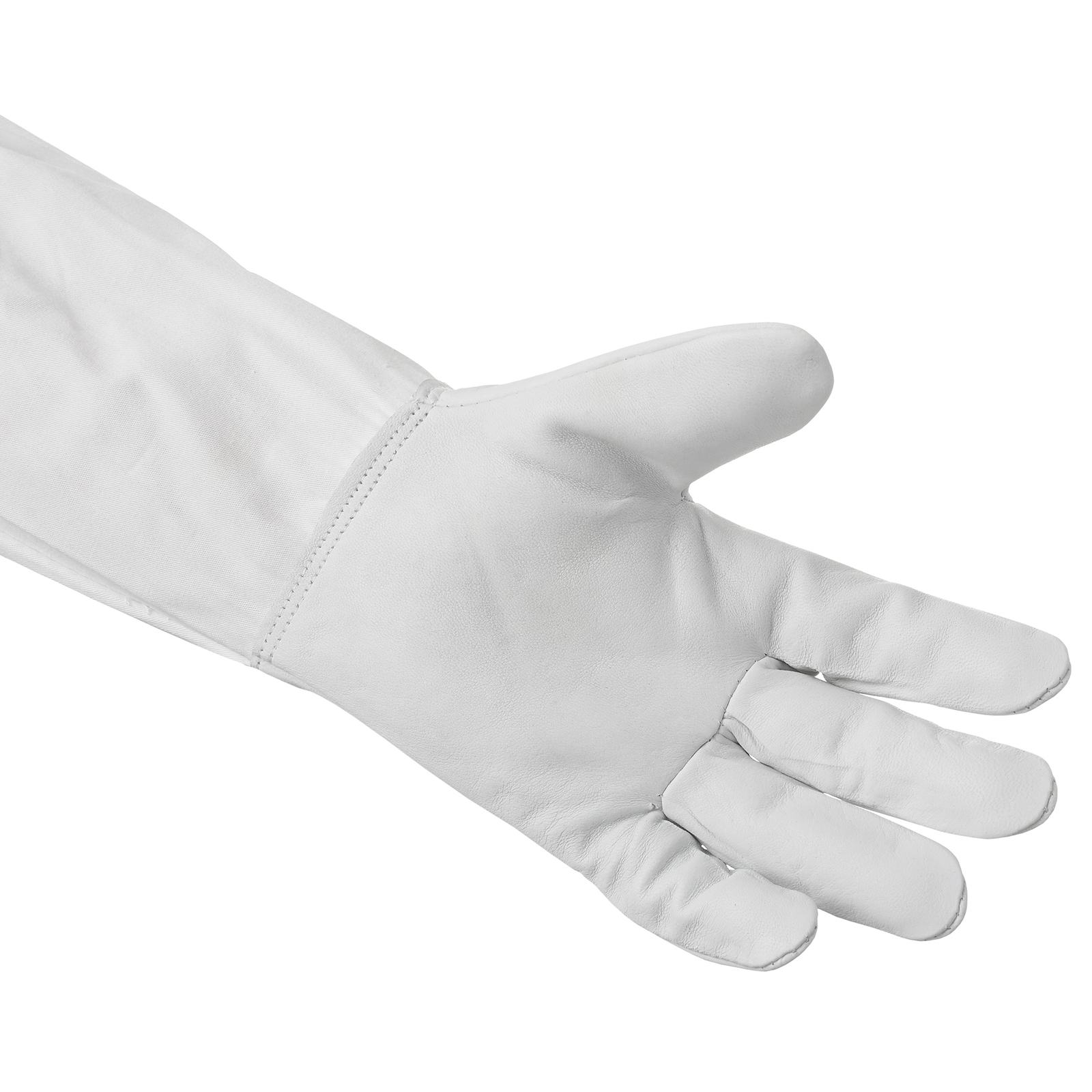 Beekeeping Gloves Goatskin Leather, Canvas Long Sleeves with Elastic Cuff, Med
