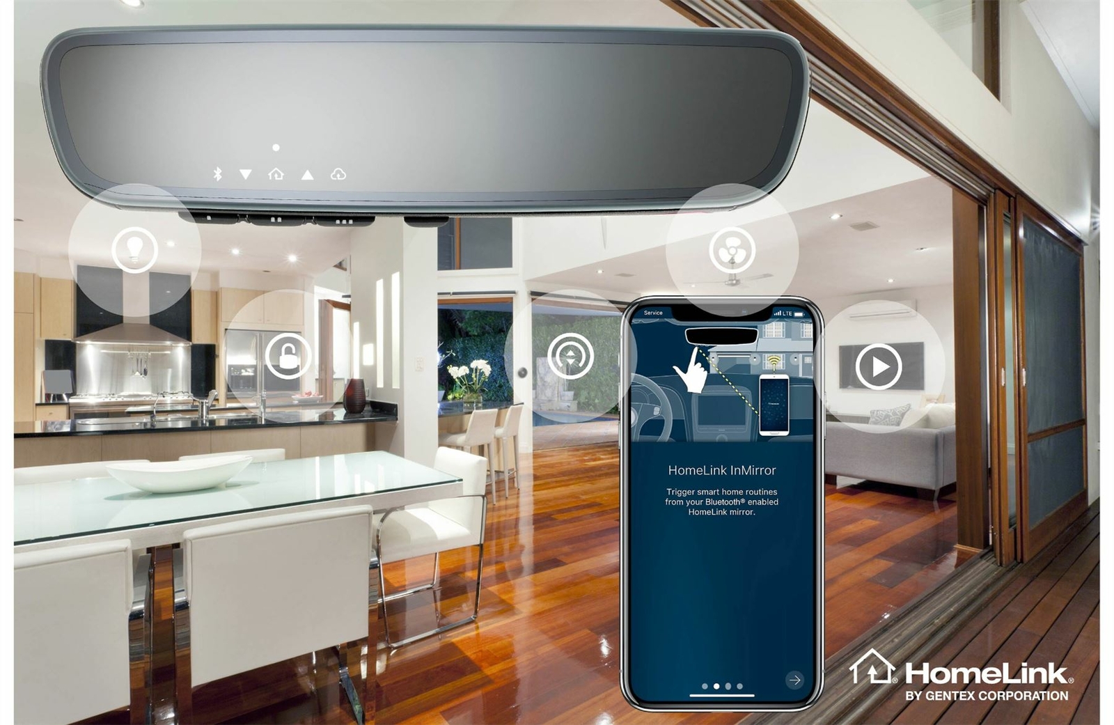 Gentex ADVGENFLCHLN Replacement Rear-View Mirror w/ HomeLink Bluetooth-Equipped