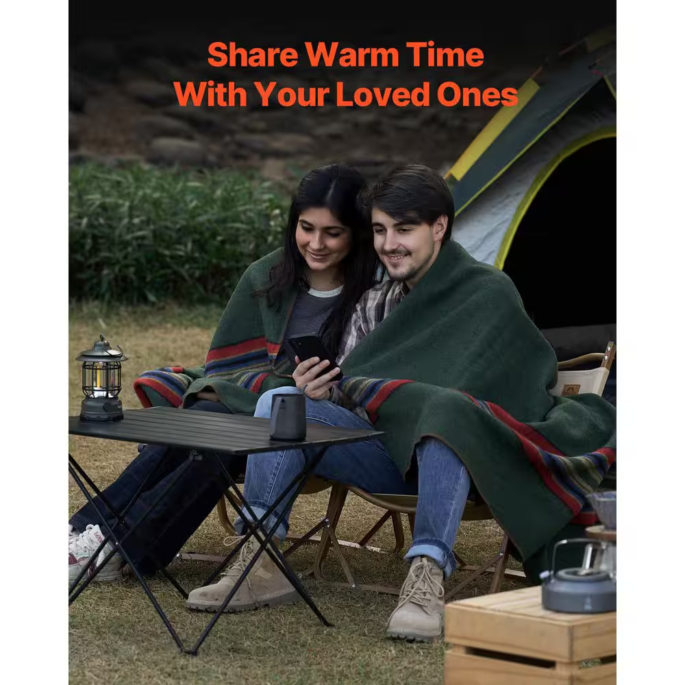 Wool Camping Blanket, Large Warm Stadium Blanket, Waterproof & Windproof, Flame