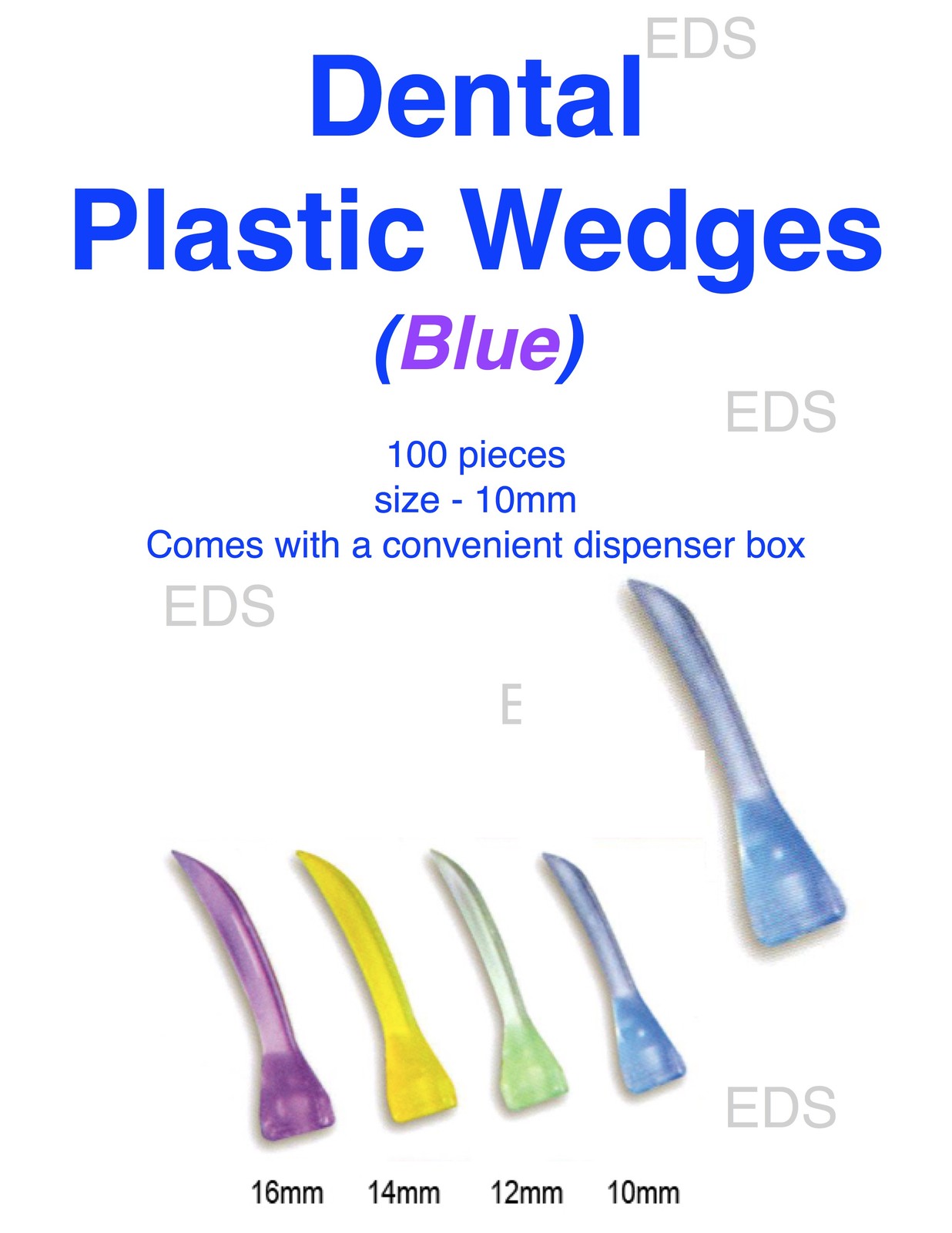 Dental Plastic Wedges   - 100 pcs -  size    ( Blue 10mm )