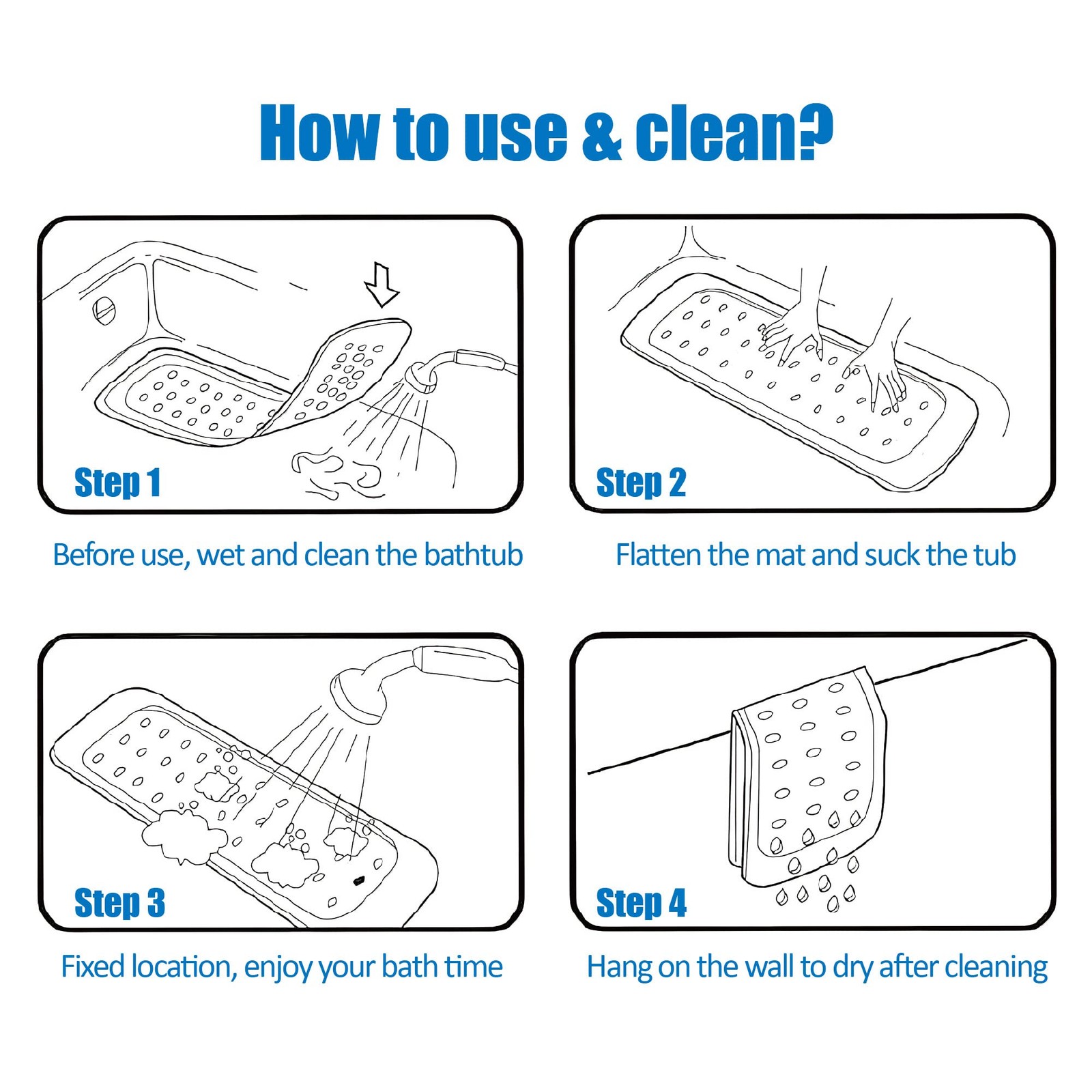 Non Slip Sea Turtle Bathtub Mat with Suction Cups, Oval Pebble Shower Mat for...