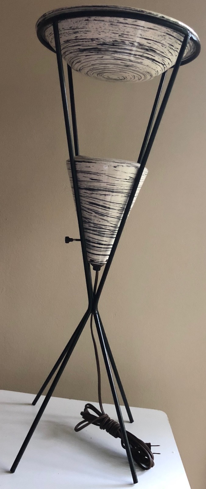 Rare Vintage 50s Atomic Iron Ceramic Pottery Lamp Mid Century Modern Lighting