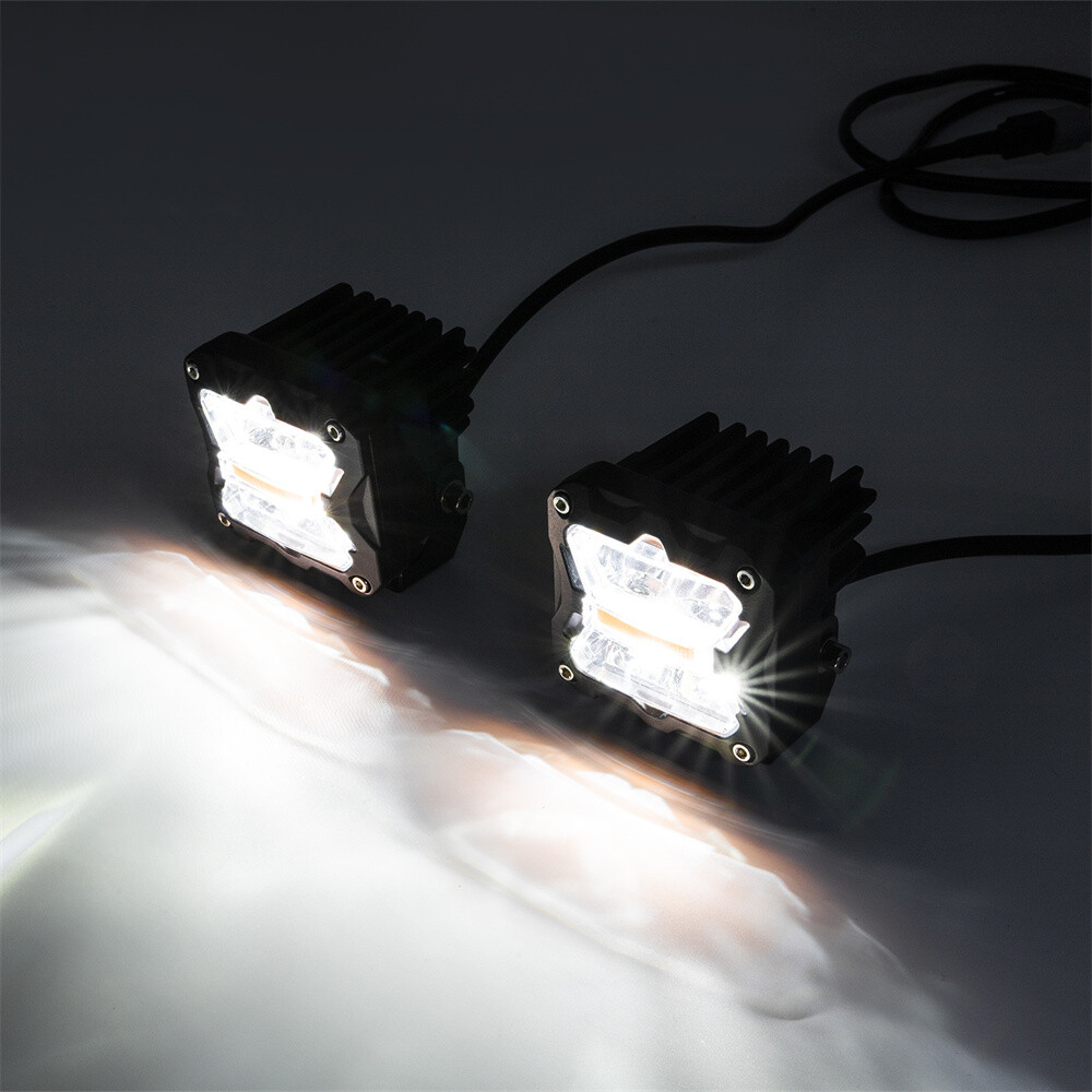 3"Inch LED Cube Pods Work Light Spot Amber White Strobe Driving Fog Lamp UTV ATV