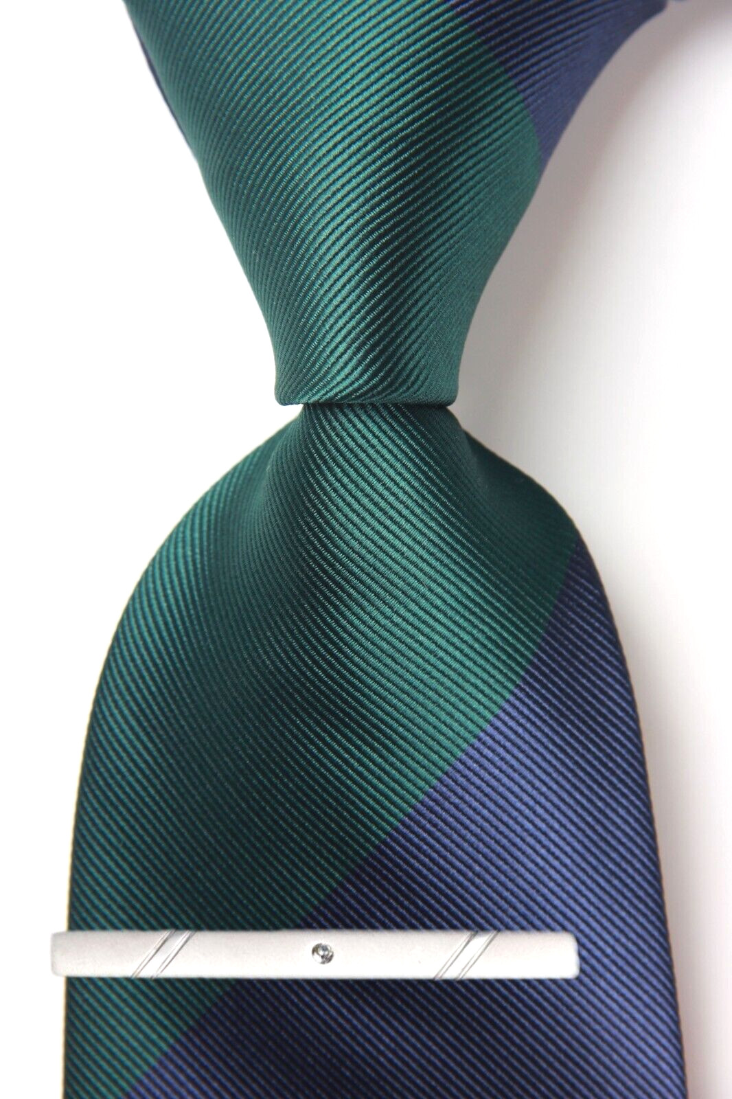 New Classic Striped Green Blue JACQUARD WOVEN 100% Silk Men's Necktie Tie