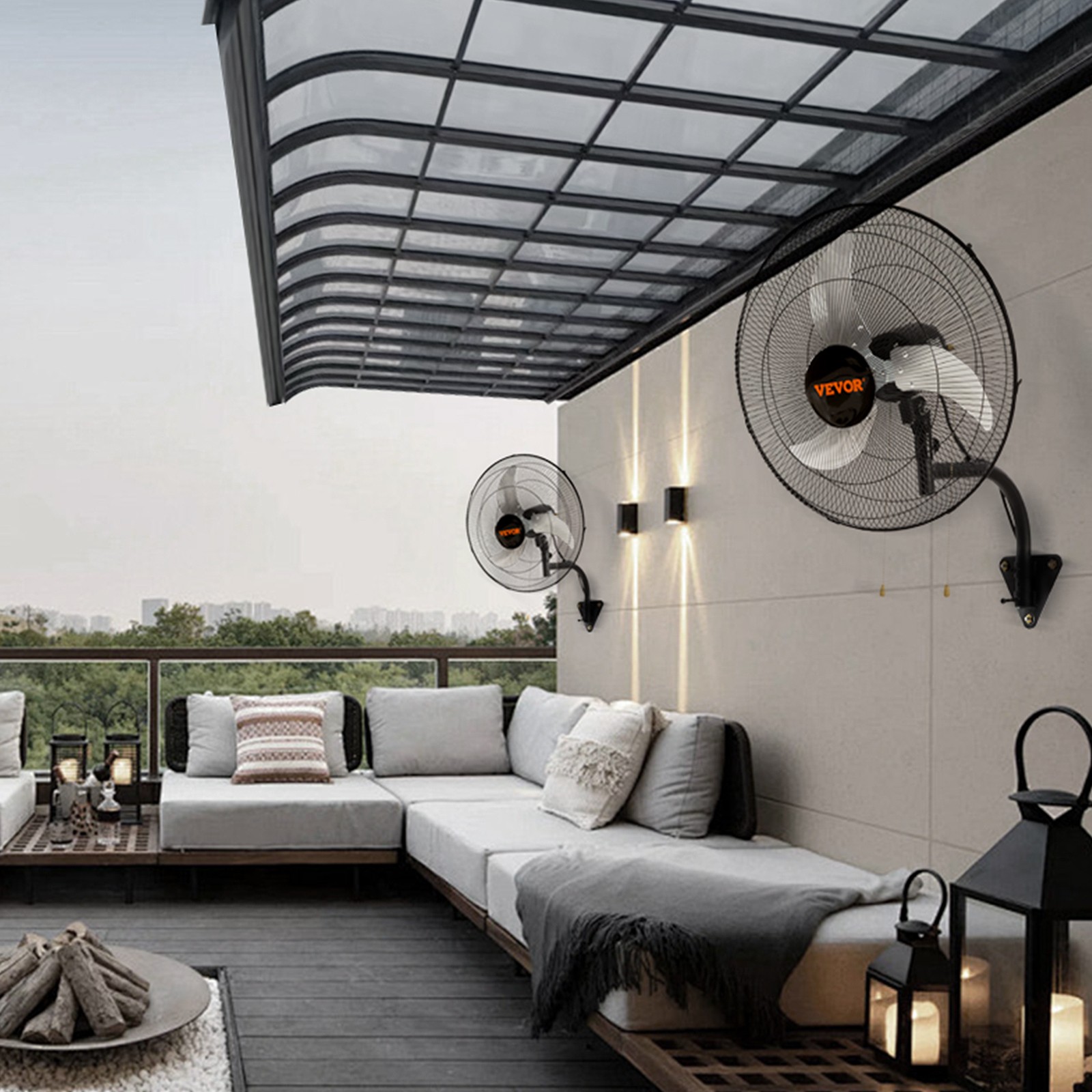 VEVOR 2Pcs 18'' Industrial Wall Mount Fan Oscillating Metal Fan 3 Speed Airflow