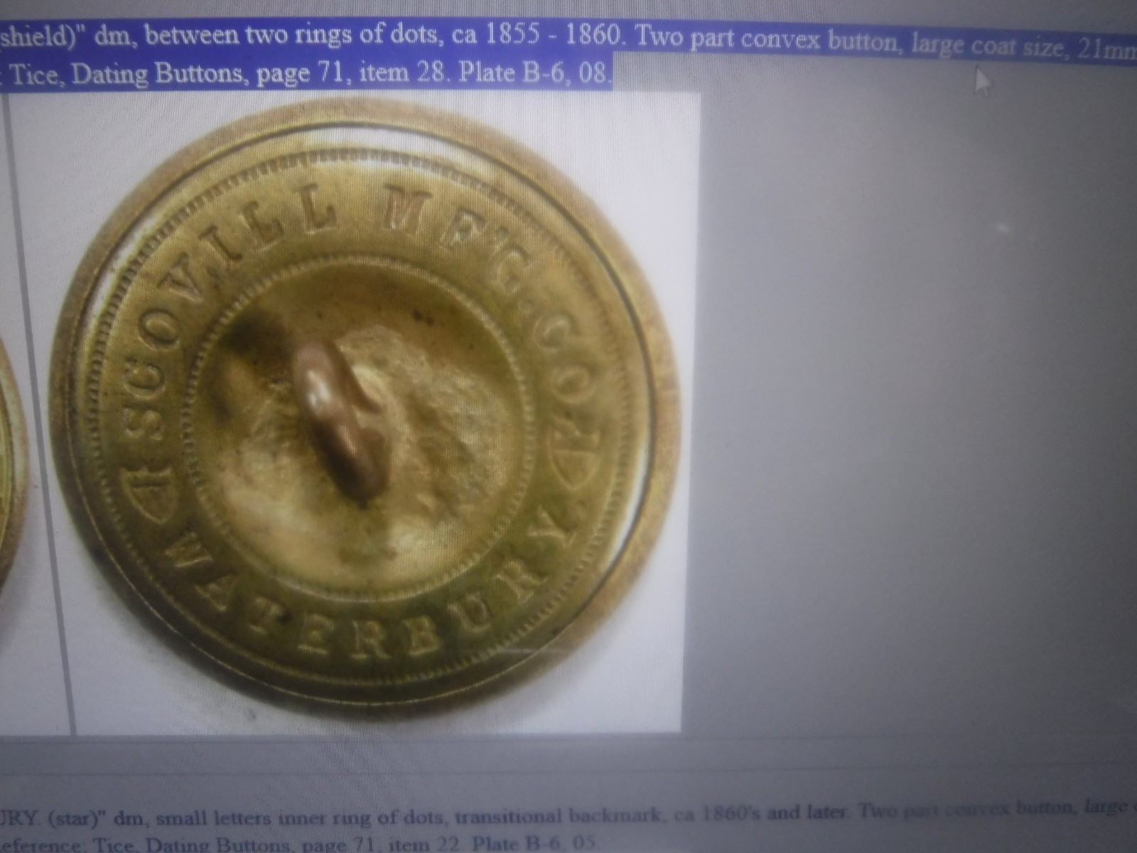 Non Dug Civil War Union Engineer Button (shields) (1855-1860)