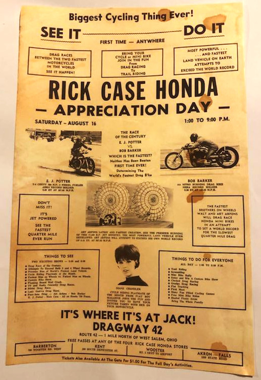 E J Potter Art Arfons Biggest Motorcycle DRAG STRIP Thing Ever Rick Case Poster