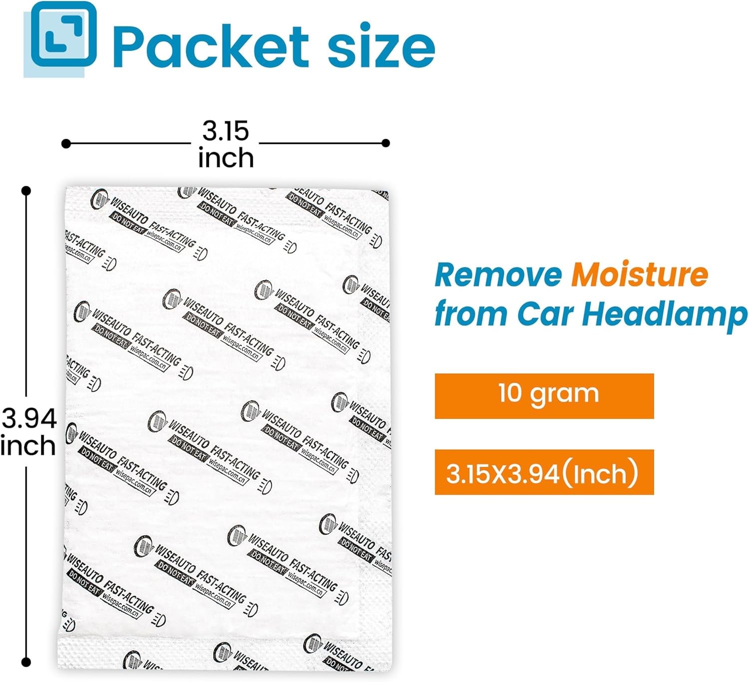 10p 10 Gram Car Lamp/Headlight Desiccant, High Absorption Anti-Fog Moisture Pack