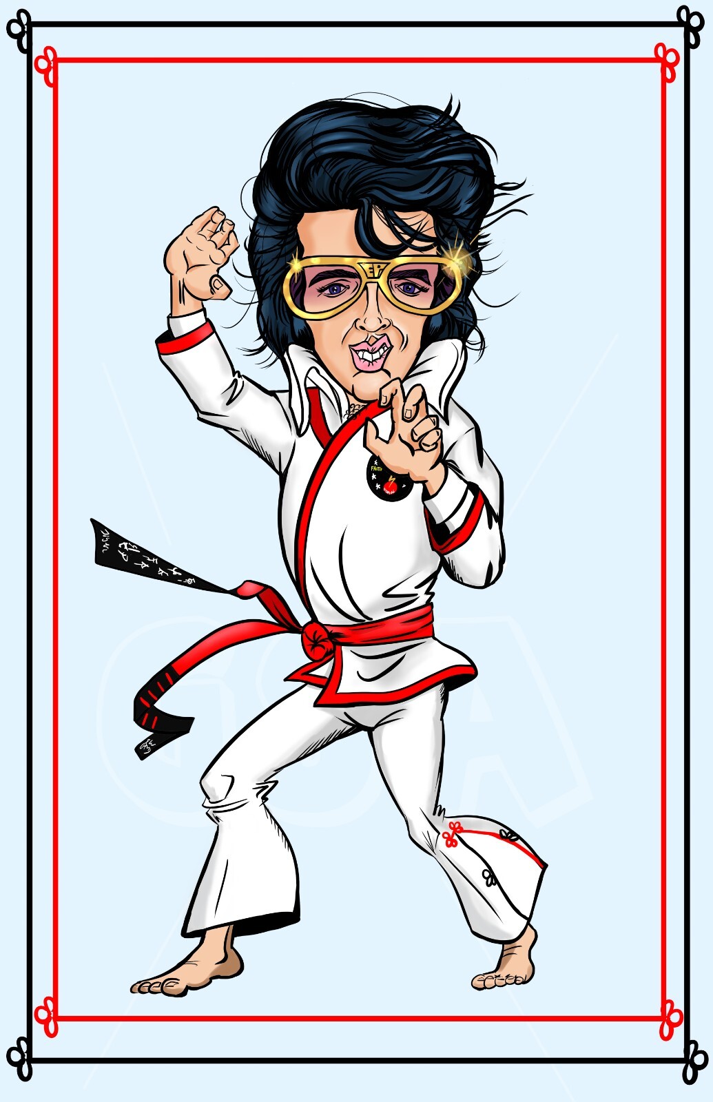 Elvis Presley karate Caricature 11 X 17 Print