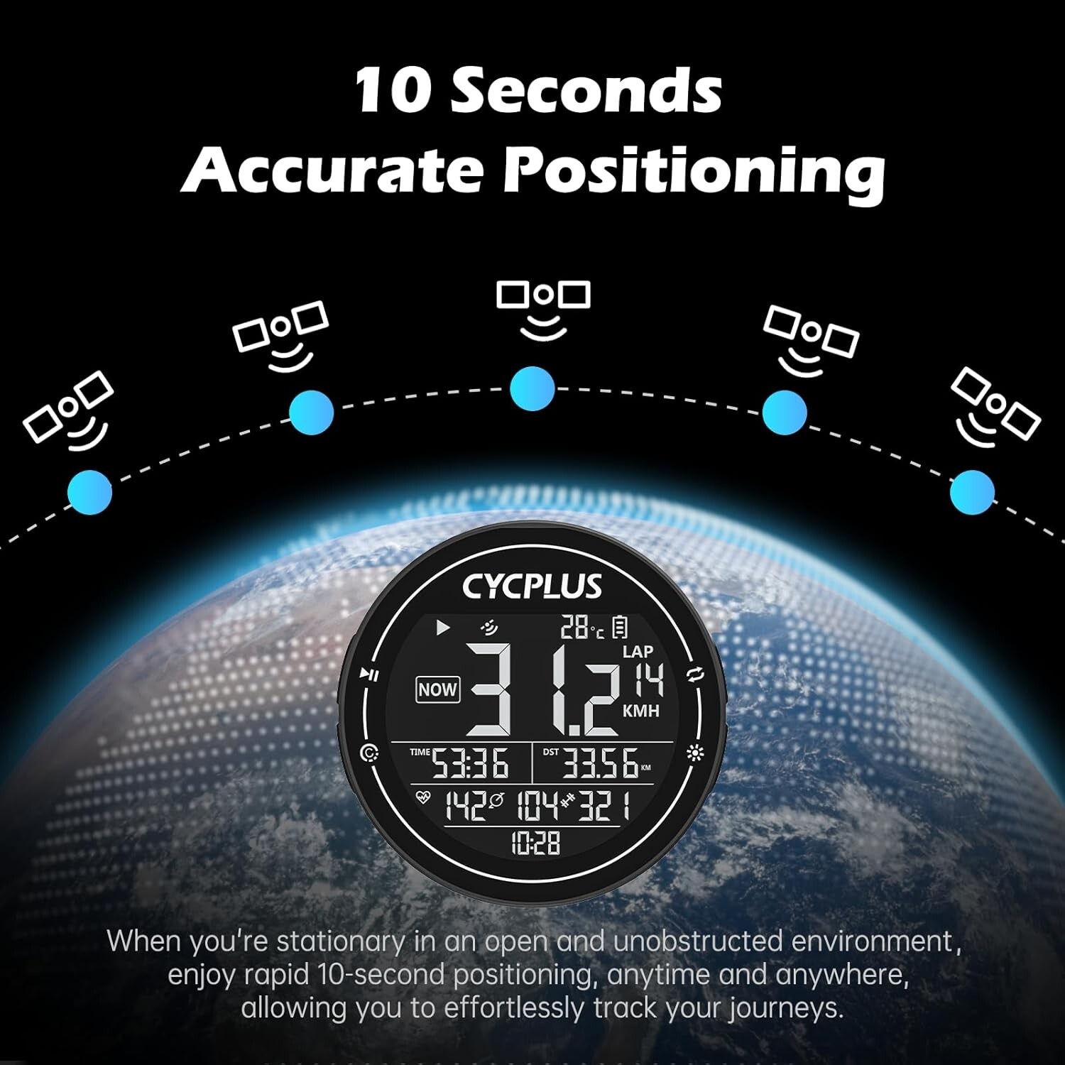CYCPLUS Wireless GPS Bike Computer, ANT+ Bluetooth Cycling Speedometer Odometer