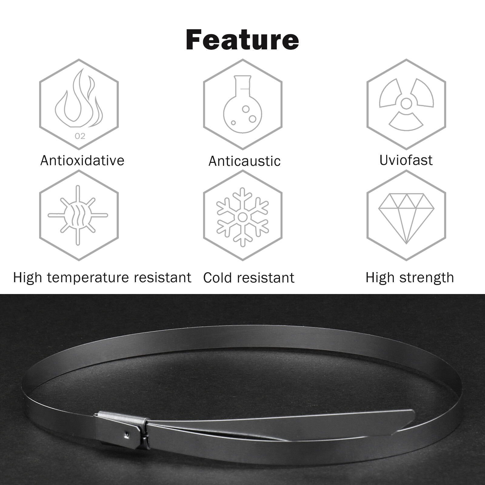 100Pcs Metal Zip Ties Stainless Steel Heavy Duty Self-Locking Cable Ties 150mm