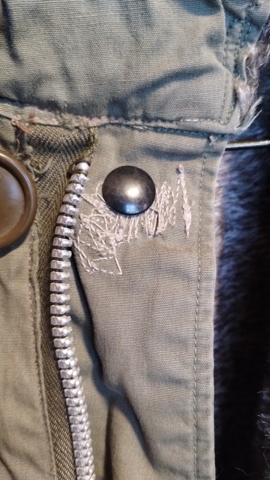 Vintage US Army M-1947 OD Green parka USMC Size Small W/Alpaca Liner item #10