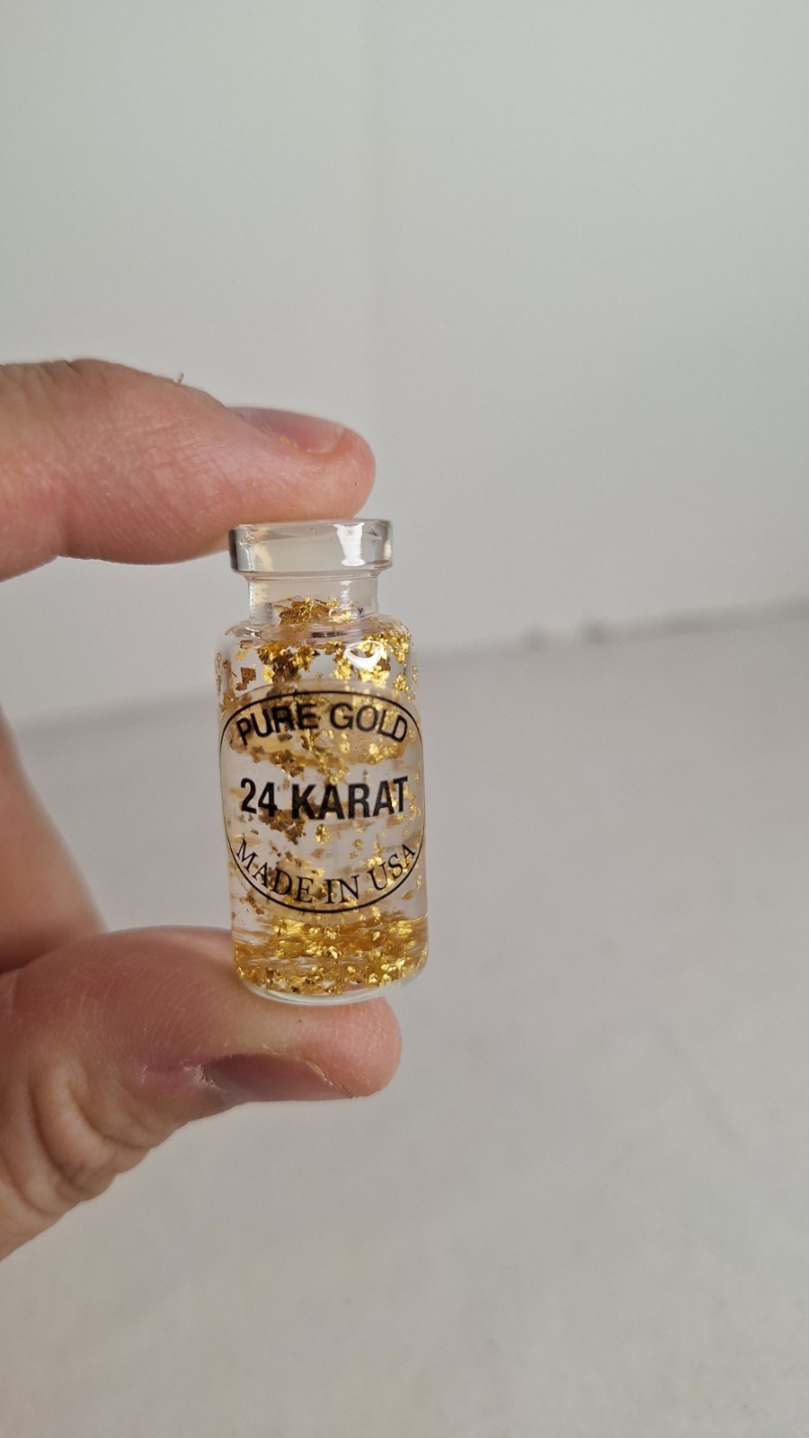 24 Karat Pure Gold in Small Glass Jar Made in USA Souvenir