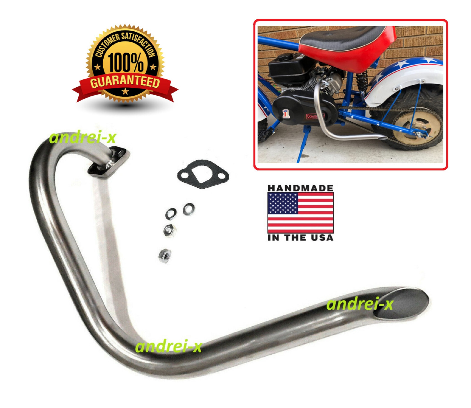 Mini Bike custom Exhaust Header Pipe for Predator 212cc & Honda GX200.