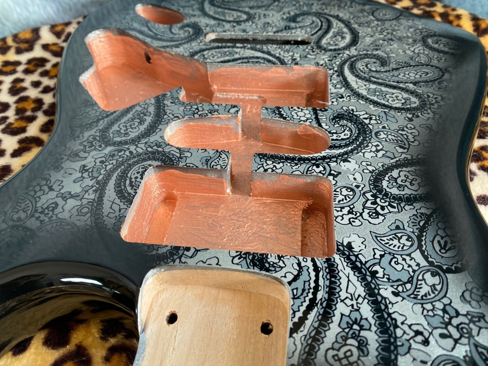 Paisley Stratocaster HSH Alder Fender Replacement Body Shielded Cavity