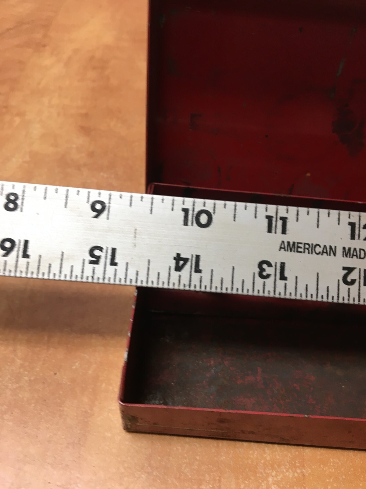 Vintage Husky Tool USA Red Metal Socket Case 15" x 3.25" x 1.5"