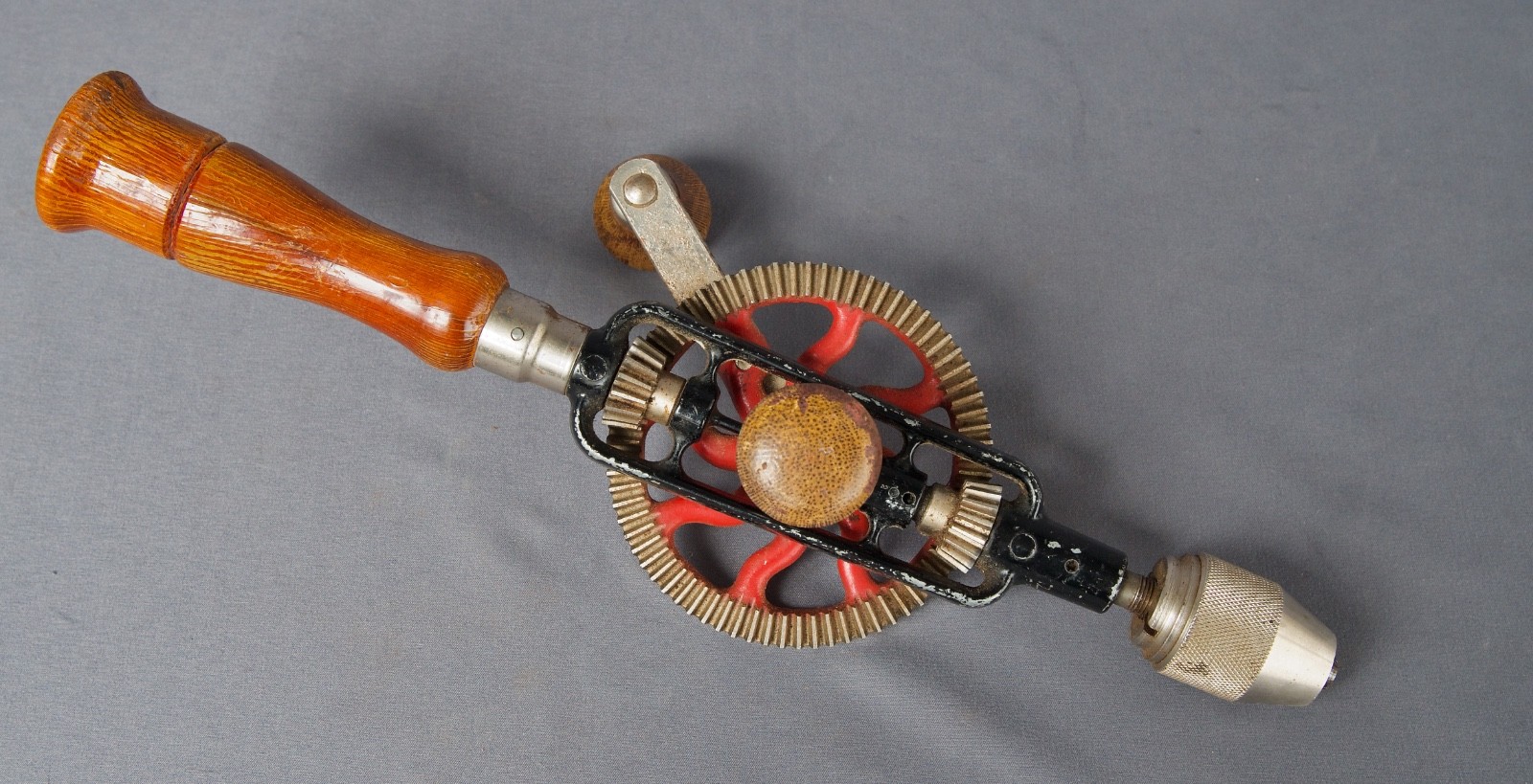 Vintage Millers Falls 2-A Eggbeater Hand Drill USA Wood Handle