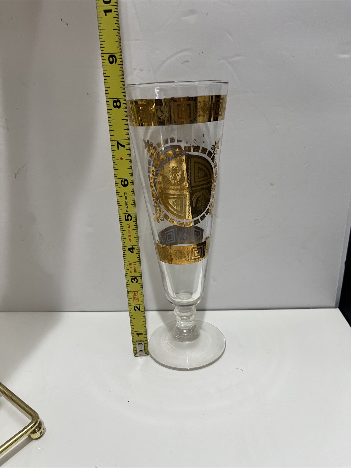 Vintage 1960s MCM Culver Coronet Barware 8 Pilsner Drinking Glasses W/ Caddy Set