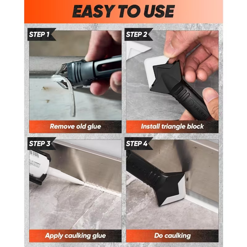 3 in 1 Silicone Caulking Tools（Stainless Steelhead),9pack, Caulk 9pcs