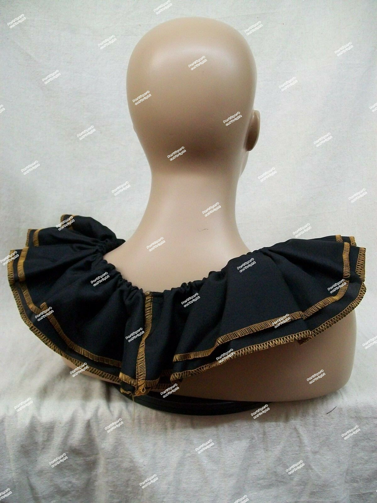 Black Orange Ruffle Clown Collar Gothic Jester Mime Renaissance Queen Victorian