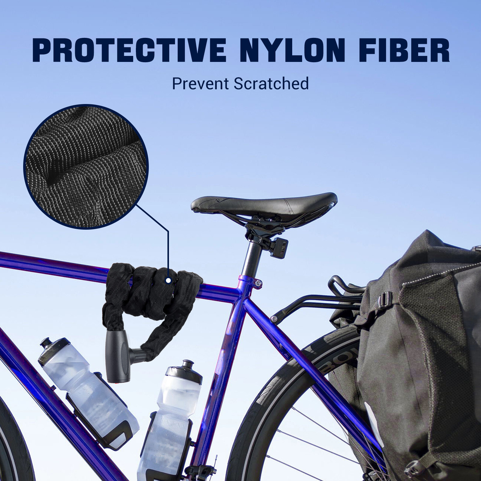 2x Bike Chain Lock 4 Foot/120cm Long Heavy Duty Chain Lock Durable Thick Chains