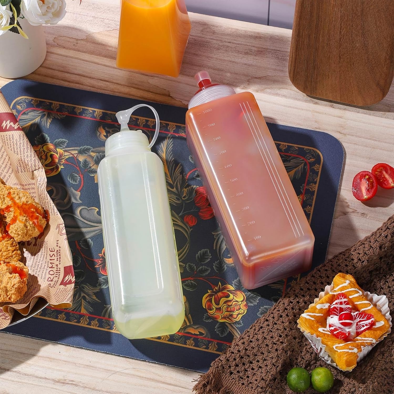 2 Packages 1 Quart Large Squeeze Bottle Salsa Dispenser