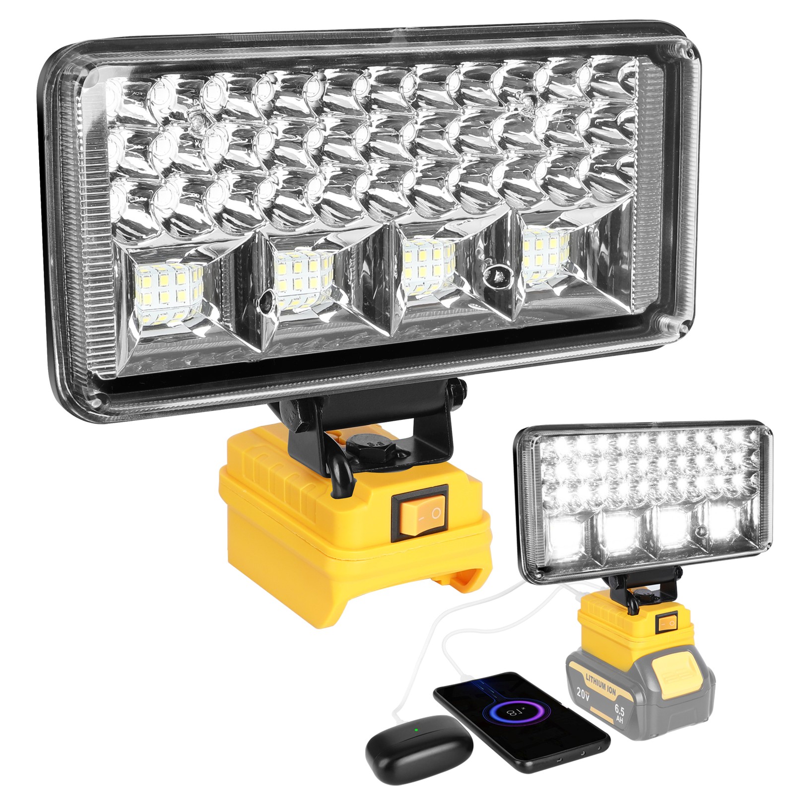 Cordless Led Work Light For Dewalt 20V Battery,Portable Flood Light Flashlight