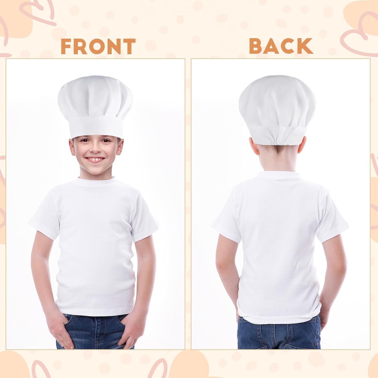 2PCS Kids Chef Hats Adjustable Cotton Cooking Caps for Baking or Parties