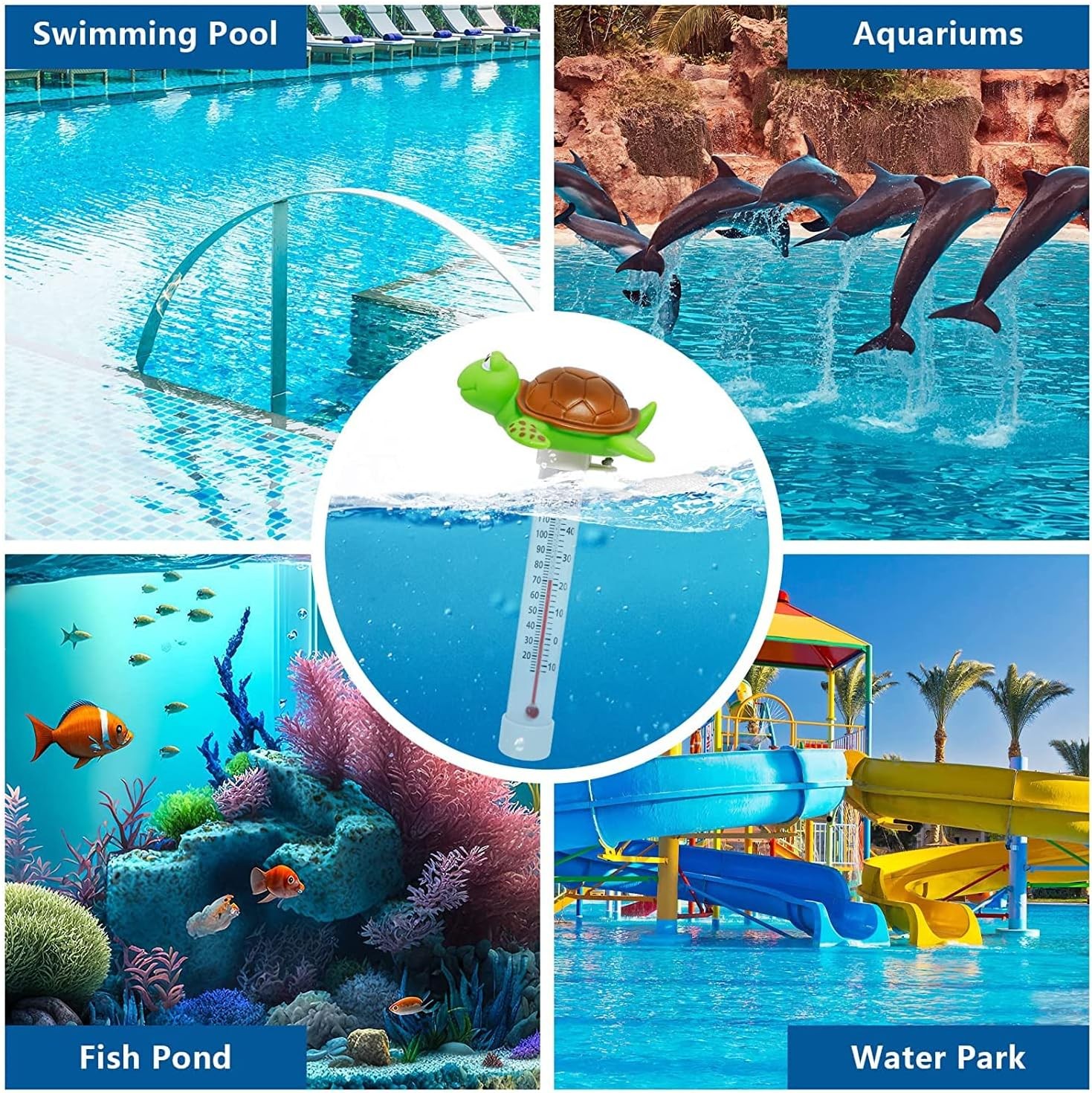 Floating Pool Thermometer, Large Display with String Easy to Read, Shatter Resis