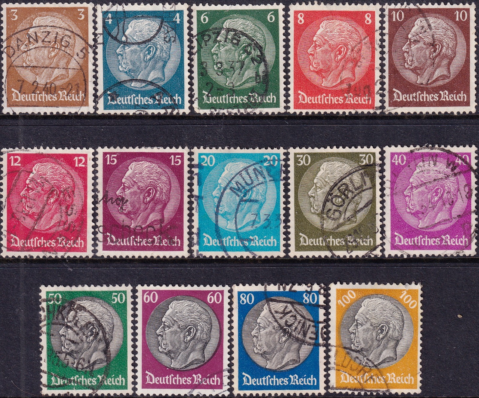 GERMANY 1933 President hindenburg issue sc. 401-414 cv. $139 usd